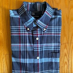 NAUTICA STRIPED BUTTON DOWN POLO SHIRT